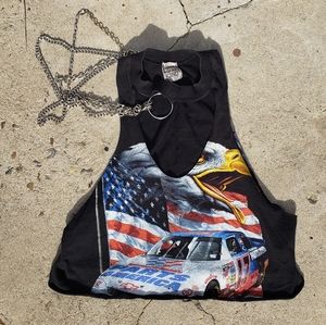 Nascar crop top with chains, size Large